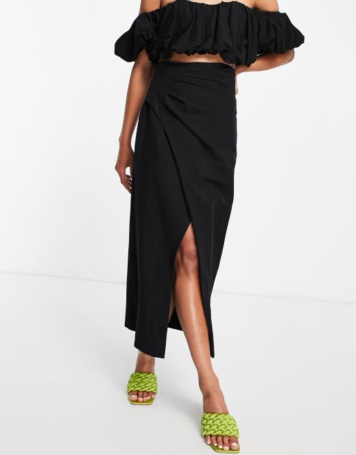 ASOS EDITION - Jupe d'ensemble mi-longue fendue sur le côté - Noir, 4 de 4