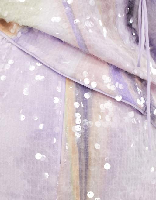 ASOS EDITION - Jupe longue d'ensemble à sequins et imprimé abstrait - Violet ondoyant, 3 de 5