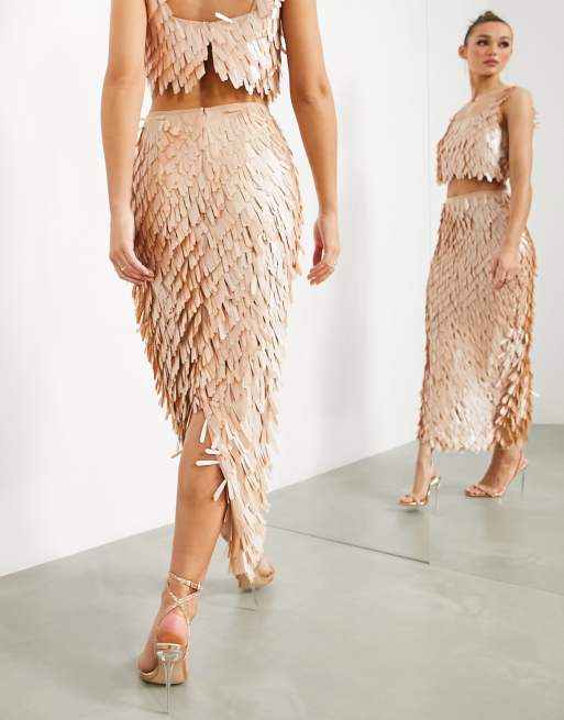 ASOS EDITION - Jupe longue ornée de sequins gouttes d'eau - Blush, 2 de 4