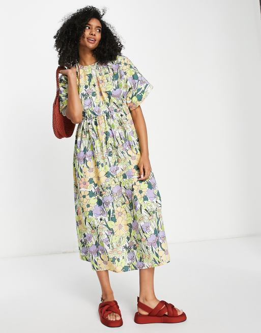 ASOS EDITION - Katoenen midi-jurk met bloemenprint