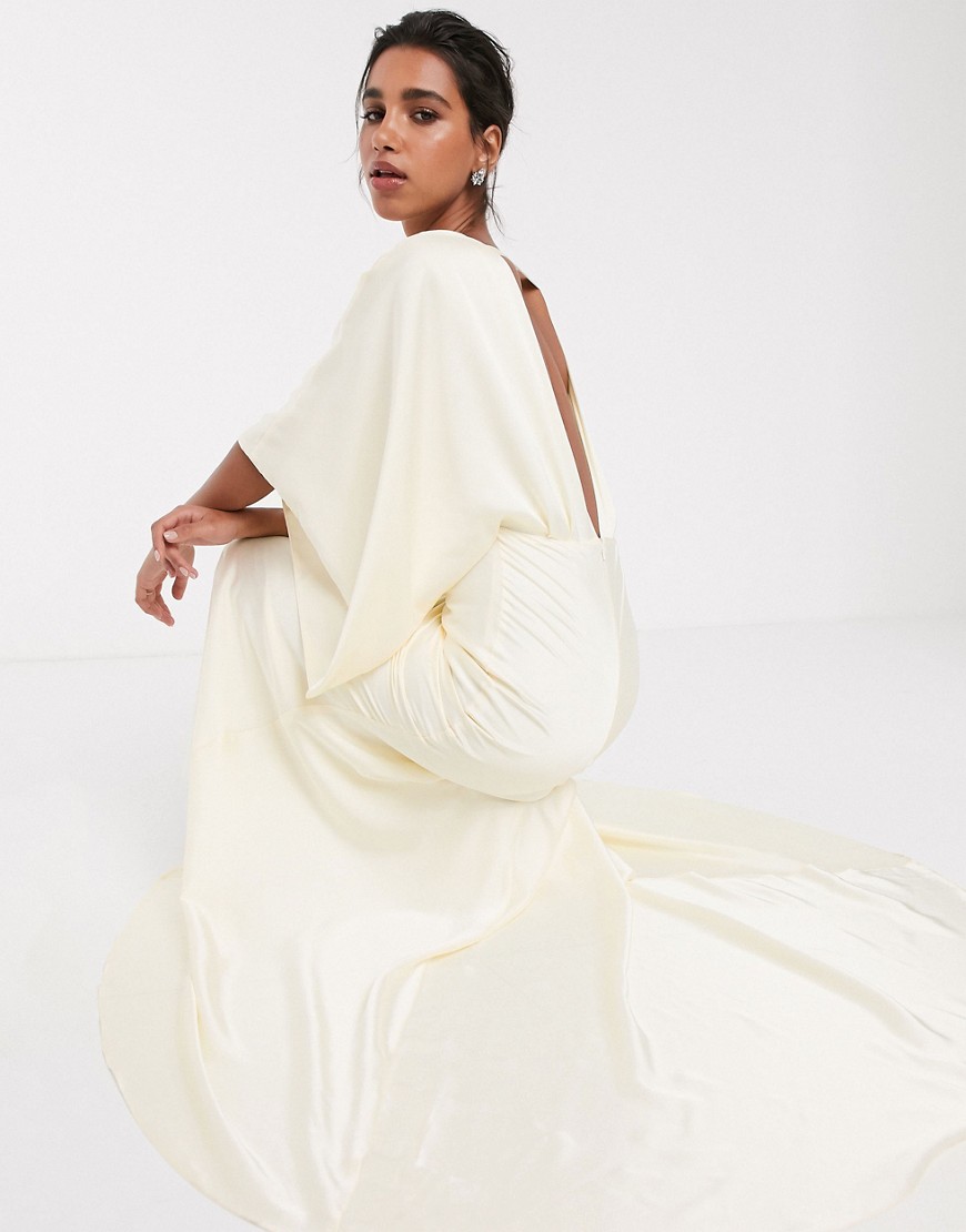ASOS EDITION kimono plunge back maxi wedding dress-White