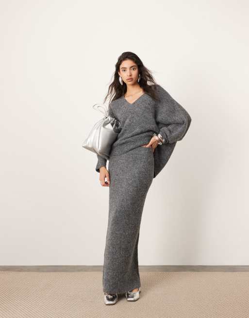 ASOS EDITION knit maxi skirt in charcoal part of a set