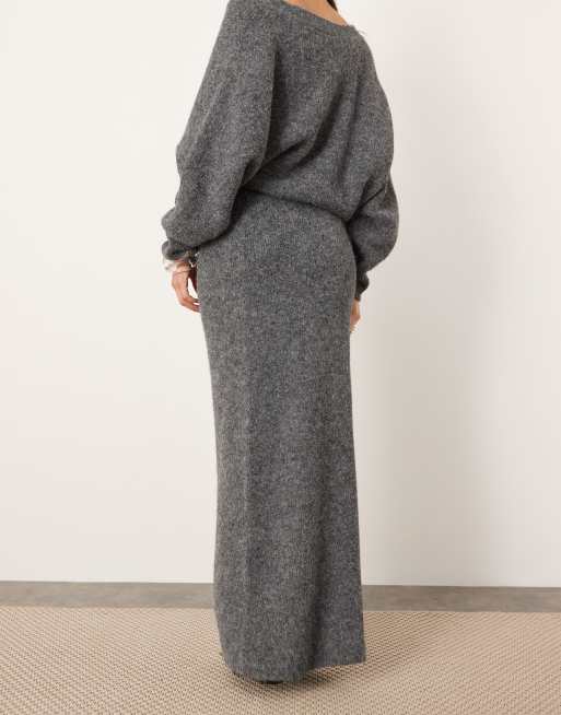 ASOS EDITION knit maxi skirt in charcoal - part of a set, 2 of 5