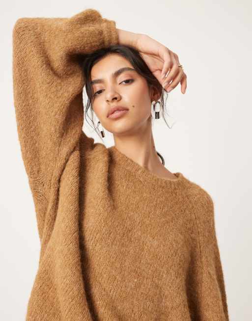 ASOS EDITION knit oversized crew neck jumper in camel