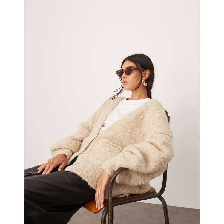 ASOS EDITION knitted boucle super oversized cardigan in oat
