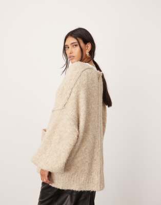 EAPHI FRONT BOUCLE KNIT CARDIGAN【限定】ベージュ EAPHI FRONT