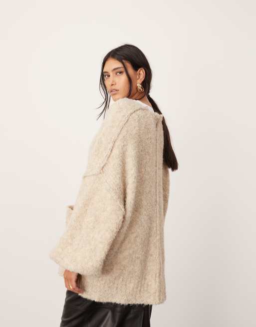 ASOS EDITION knitted boucle super oversized cardigan in oat