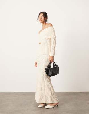ASOS EDITION ASOS EDITION knitted full maxi skirt co-ord in cream-White
