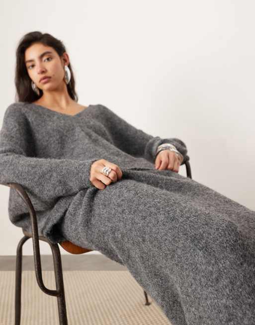 ASOS EDITION knitted maxi skirt in charcoal (part of a set), 3 of 5