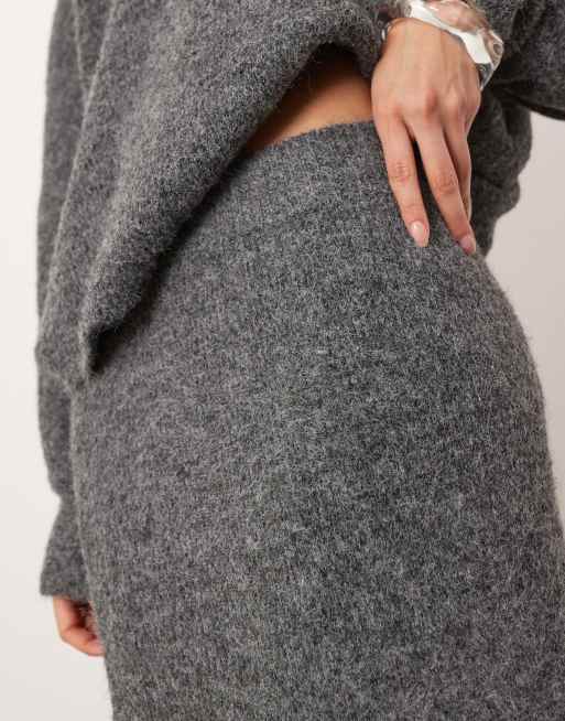 ASOS EDITION knitted maxi skirt in charcoal (part of a set), 4 of 5