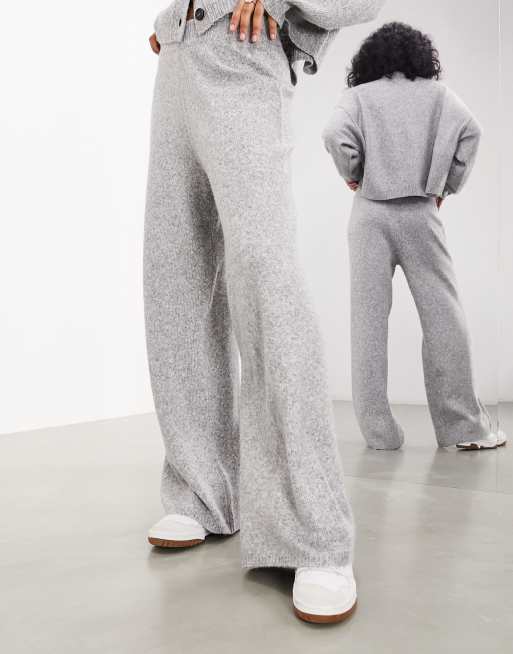 ASOS EDITION knitted wide leg pants in light grey