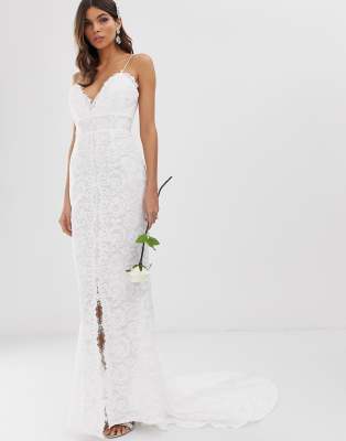 asos plunge lace wedding dress