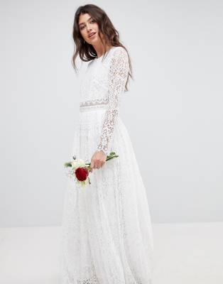 long sleeve crop top wedding dress