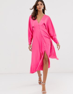 satin neon pink dress