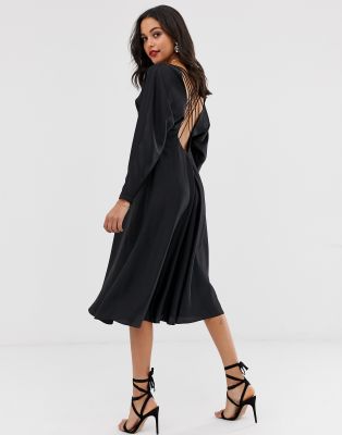 asos edition scarf print halter midi dress with cutout sides