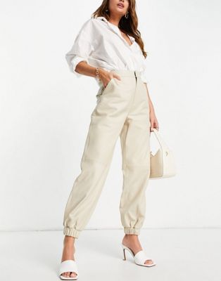 ASOS EDITION leather jogger in sand