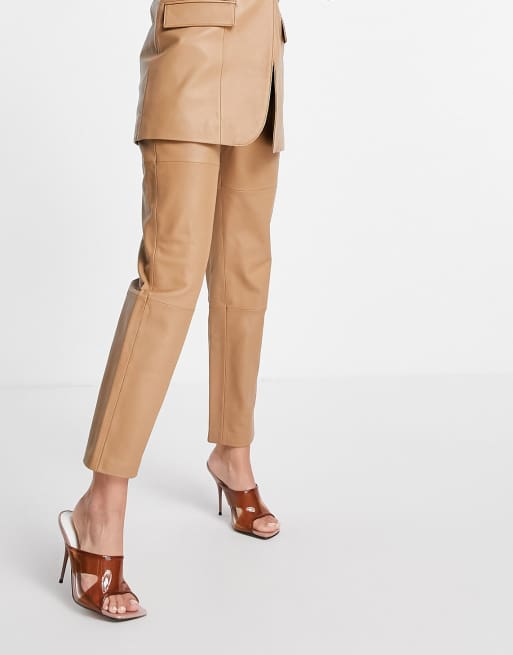 ASOS EDITION leather pants in camel ASOS