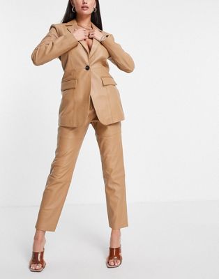ASOS EDITION leather trouser in camel