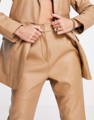 ASOS EDITION - Leren broek in camel | ASOS