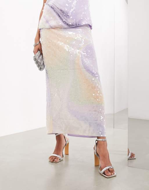 ASOS EDITION – Lila, paljettprydd maxikjol med abstrakt virvelmönster, del av set, 2 av 5