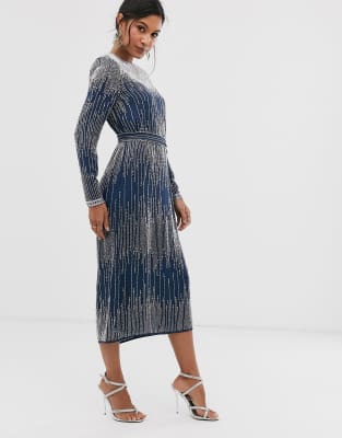 ASOS EDITION linear beaded midi dress 