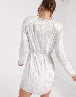 asos white beaded dress
