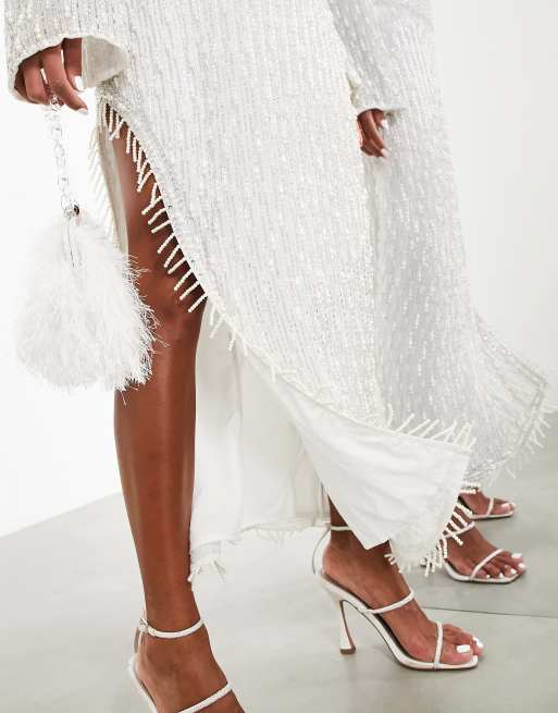 White embellished 2025 midi skirt