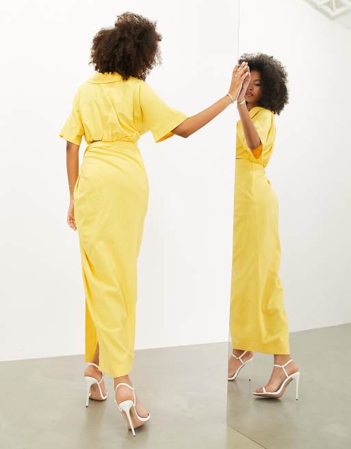 Asos yellow outlet midi skirt