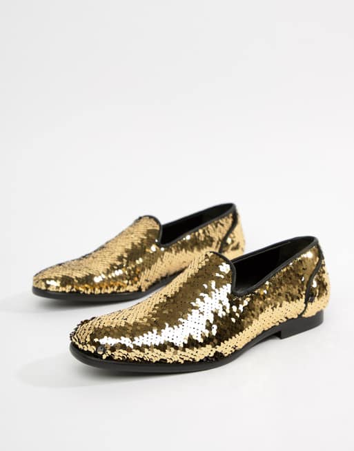 Gold sequin mens on sale shoes