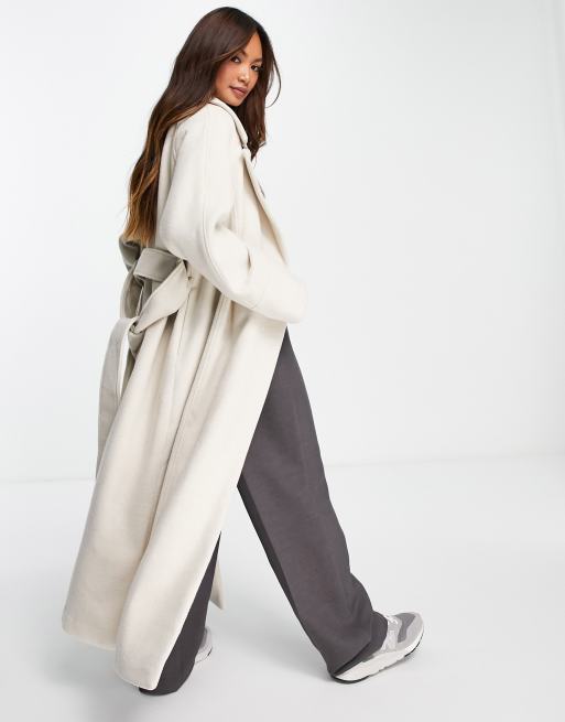 Wool Mix Long Line Double Breasted Tailored Coat