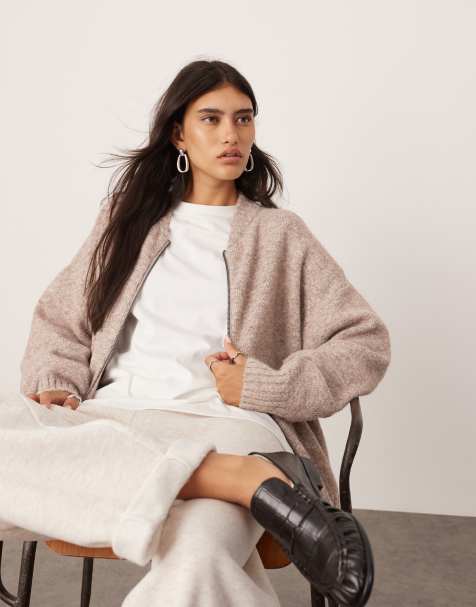 ASOS Edition - Maglione color avena in maglia compatta con zip - view 1