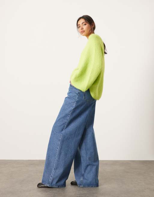 ASOS Edition - Maglione oversize in maglia verde lime girocollo, 4 di 4