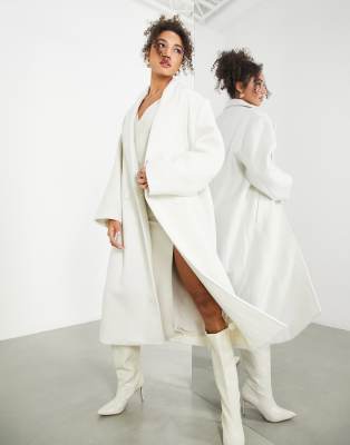 ASOS EDITION longline wool mix coat in cream - ASOS Price Checker