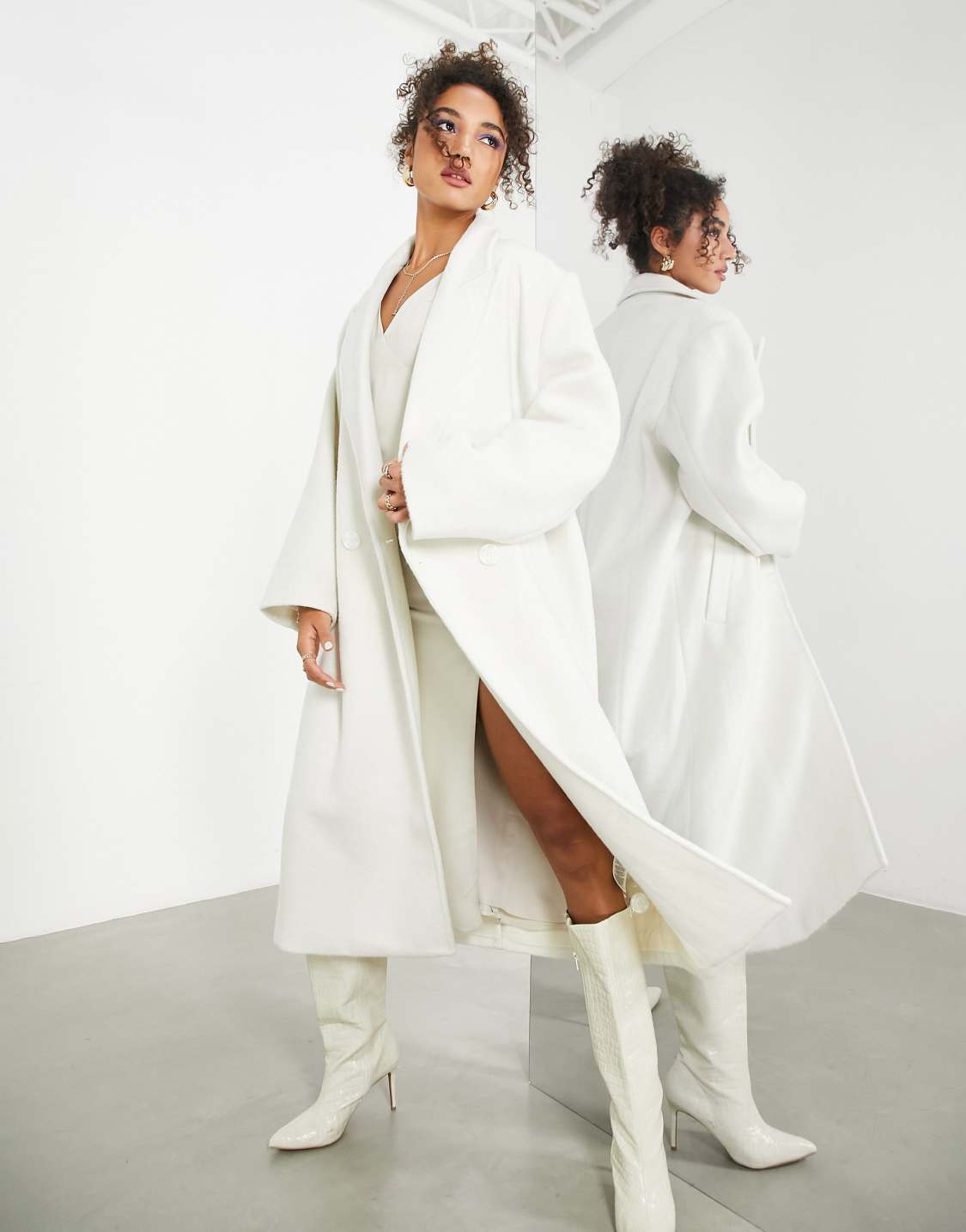 ASOS EDITION – Manteau long en laine mélangée – Crème Tenues pour la mariée moderne The Wedding Explorer