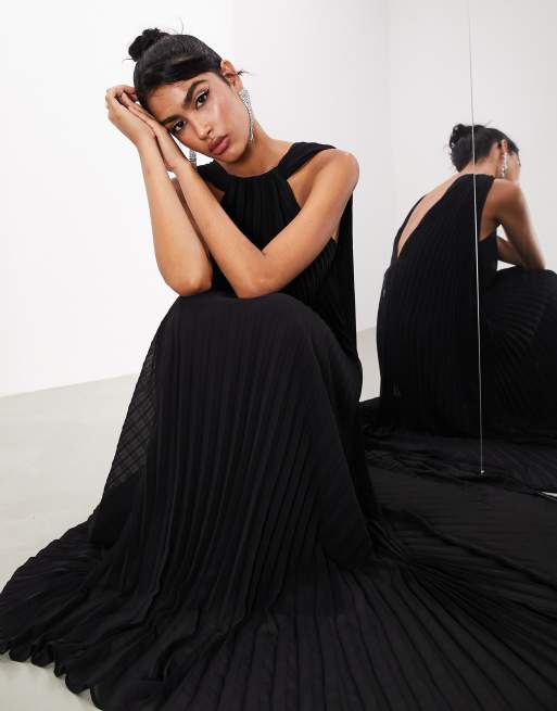ASOS EDITION – Markantes, ärmelloses Neckholder-Maxikleid in Schwarz mit Falten, 2 von 4