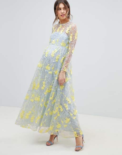 Asos edition maternity store embroidered floral maxi dress