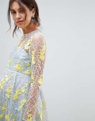 asos edition maternity embroidered floral maxi dress