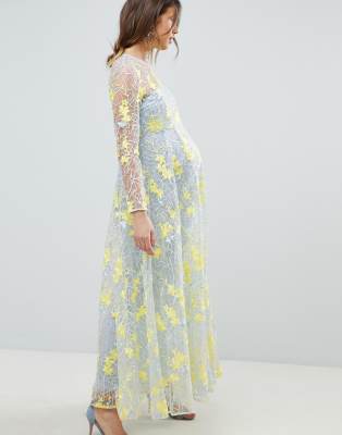 asos edition maternity embroidered floral maxi dress