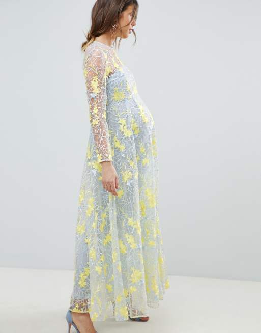 Asos edition maternity 2025 embroidered floral maxi dress