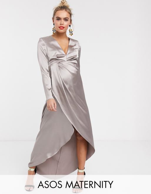 ASOS EDITION Maternity split side plunge maxi dress in satin