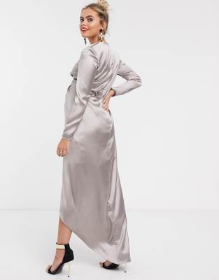 Asos edition split side plunge maxi in sales satin