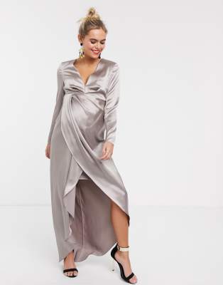 plunge split maxi dress