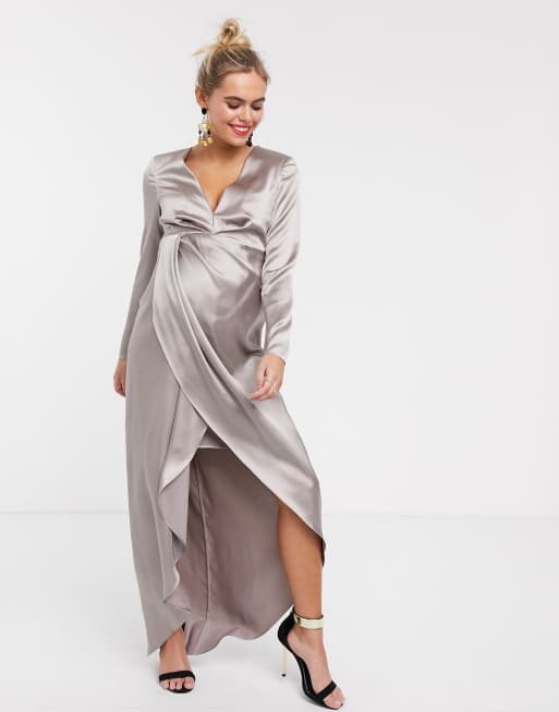 Asos edition split side shop plunge maxi in satin