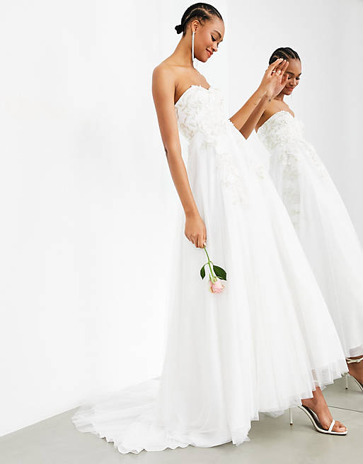 ASOS EDITION Matilda bandeau wedding dress with full skirt and floral embroidery