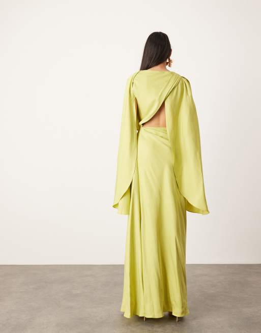 ASOS EDITION – Maxikleid in Limettengrün mit Zierausschnitt und  