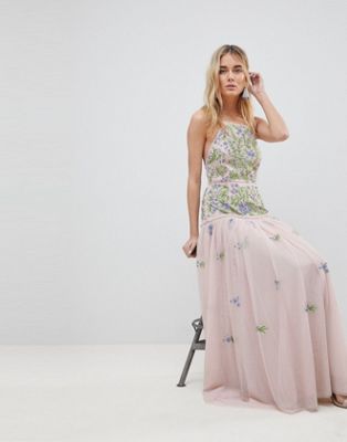 embellished floral maxi dress