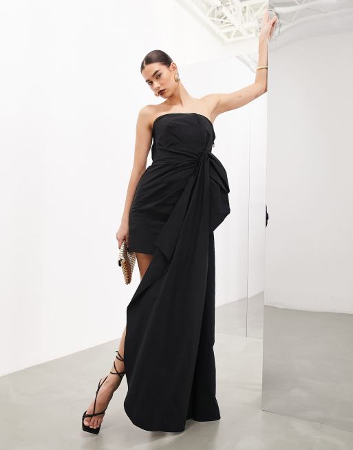 ASOS EDITION - Memory - Mini-jurk met gedrapeerde strik en sleep aan de zijkant in zwart