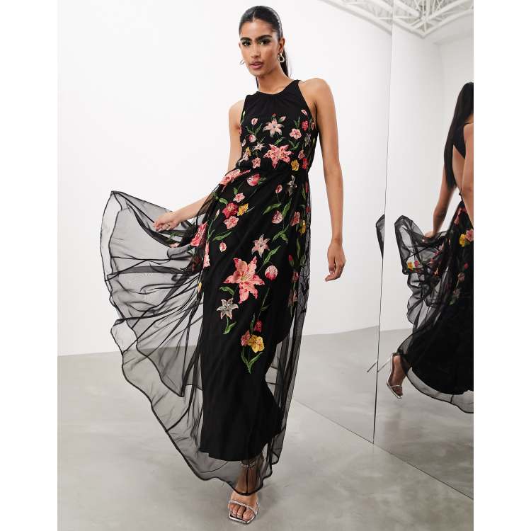 Black Floral Maxi Dress