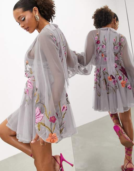 Asos embroidered cheap floral dress