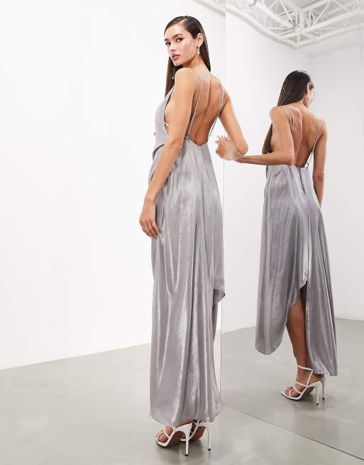 Asos silver maxi dress online